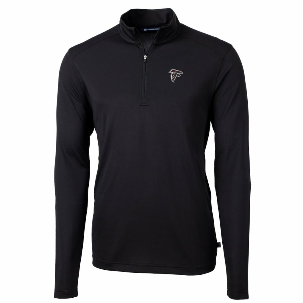 Atlanta Falcons Cutter & Buck Big & Tall Virtue Eco Pique Quarter-Zip Pullover Jacket - Black for sale