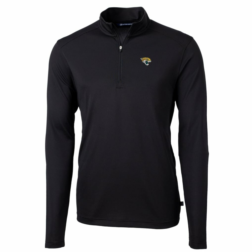Jacksonville Jaguars Cutter & Buck Big & Tall Virtue Eco Pique Quarter-Zip Pullover Jacket - Black outlet