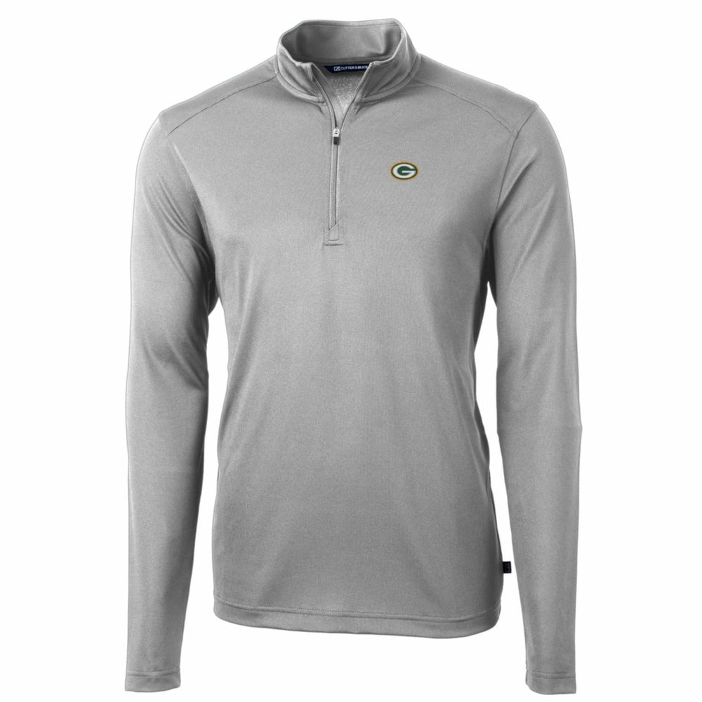 Green Bay Packers Cutter & Buck Big & Tall Virtue Eco Pique Quarter-Zip Pullover Jacket - Gray on sale