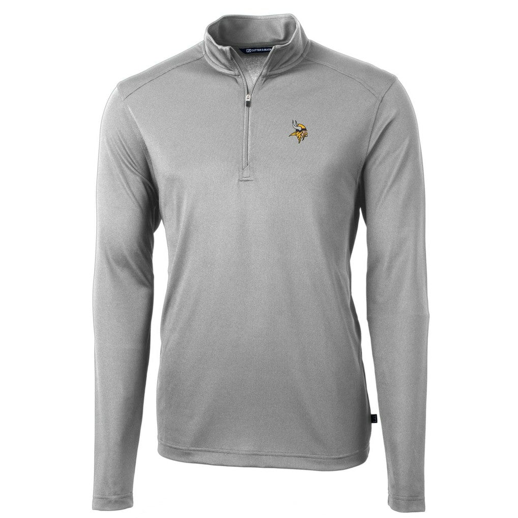 Minnesota Vikings Cutter & Buck Big & Tall Virtue Eco Pique Quarter-Zip Pullover Jacket - Gray on sale
