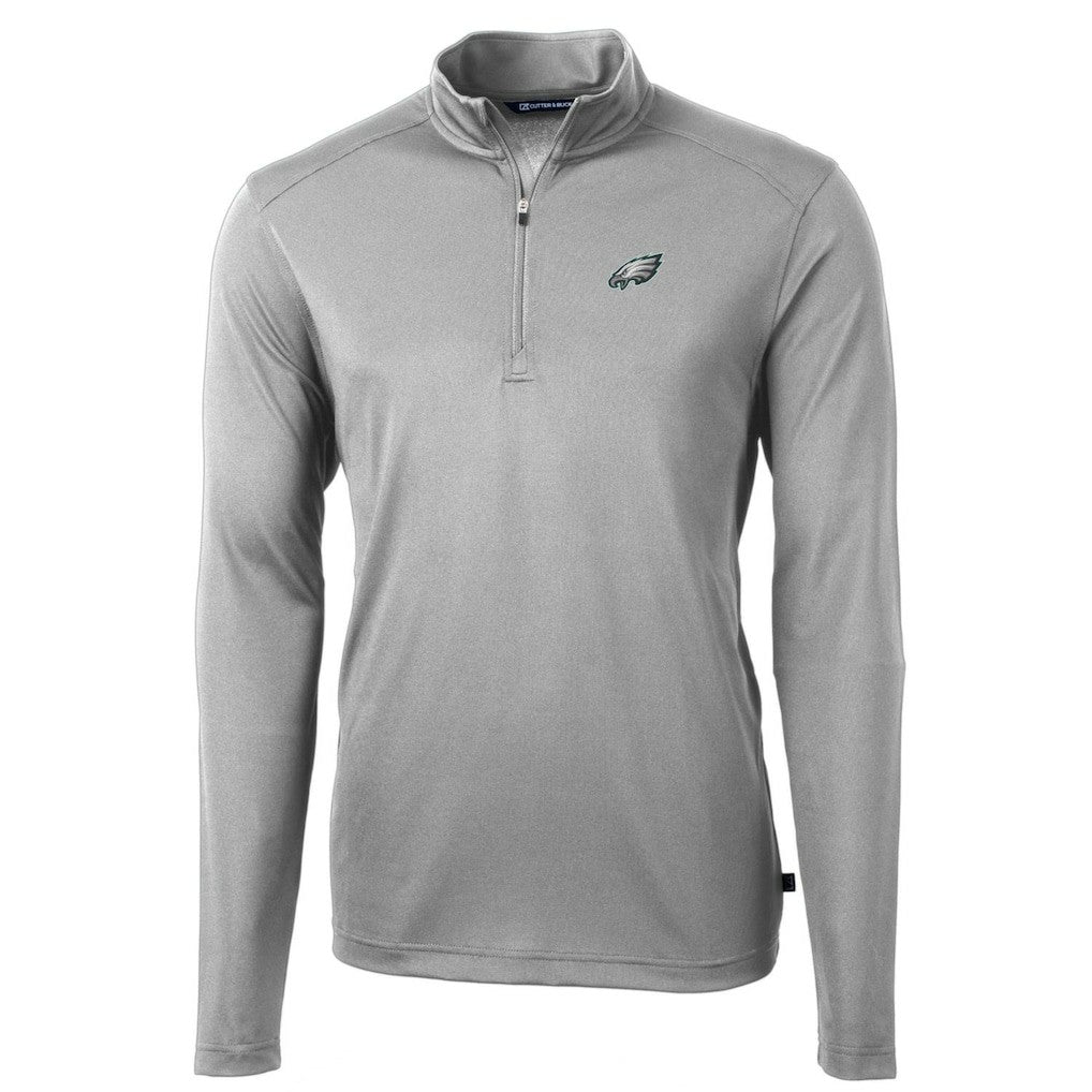 Philadelphia Eagles Cutter & Buck Big & Tall Virtue Eco Pique Quarter-Zip Pullover Jacket - Gray on sale