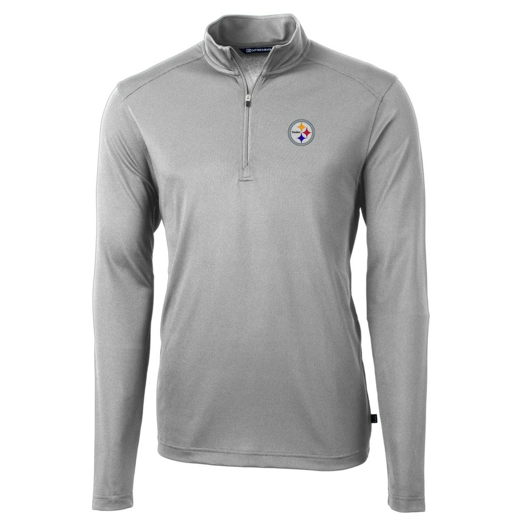 Pittsburgh Steelers Cutter & Buck Big & Tall Virtue Eco Pique Quarter-Zip Pullover Jacket - Gray on sale