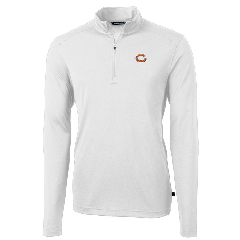 Chicago Bears Cutter & Buck Big & Tall Virtue Eco Pique Quarter-Zip Pullover Jacket - White for sale