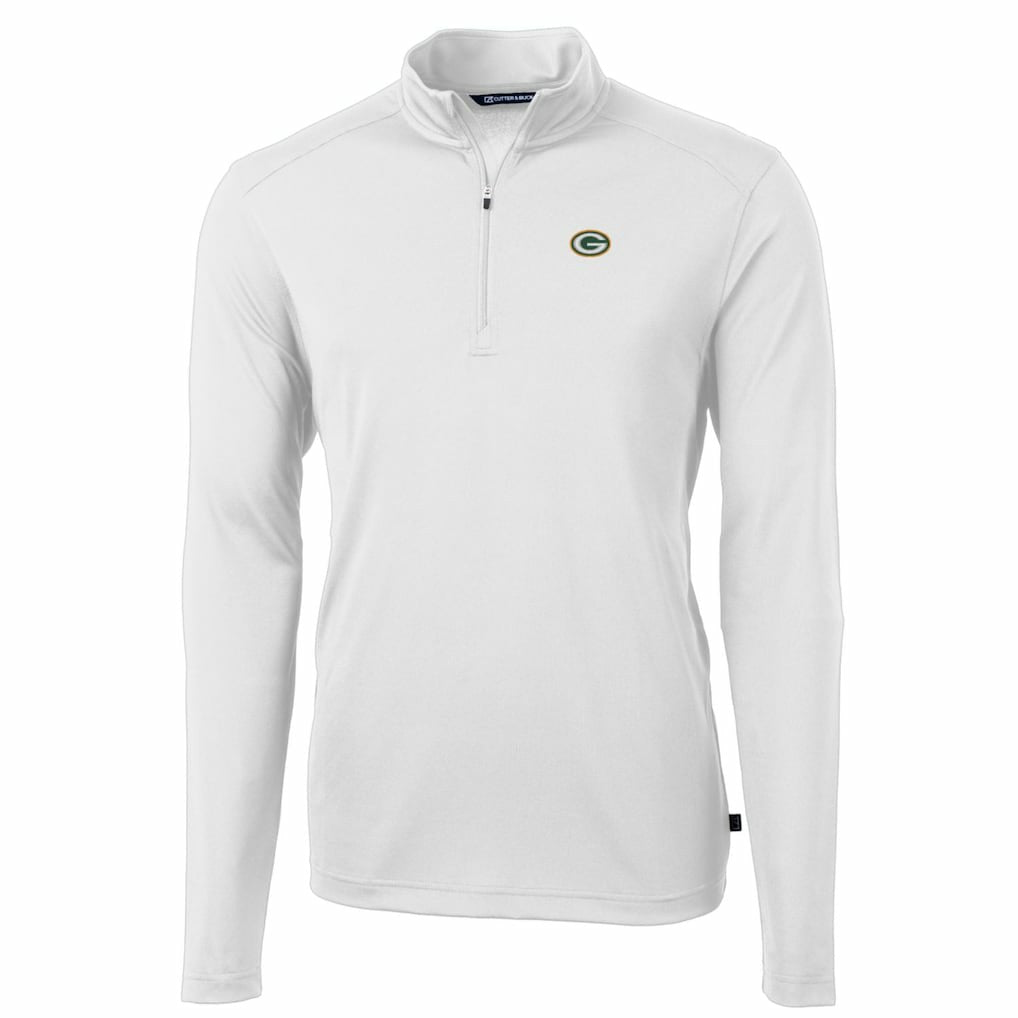Green Bay Packers Cutter & Buck Big & Tall Virtue Eco Pique Quarter-Zip Pullover Jacket - White online