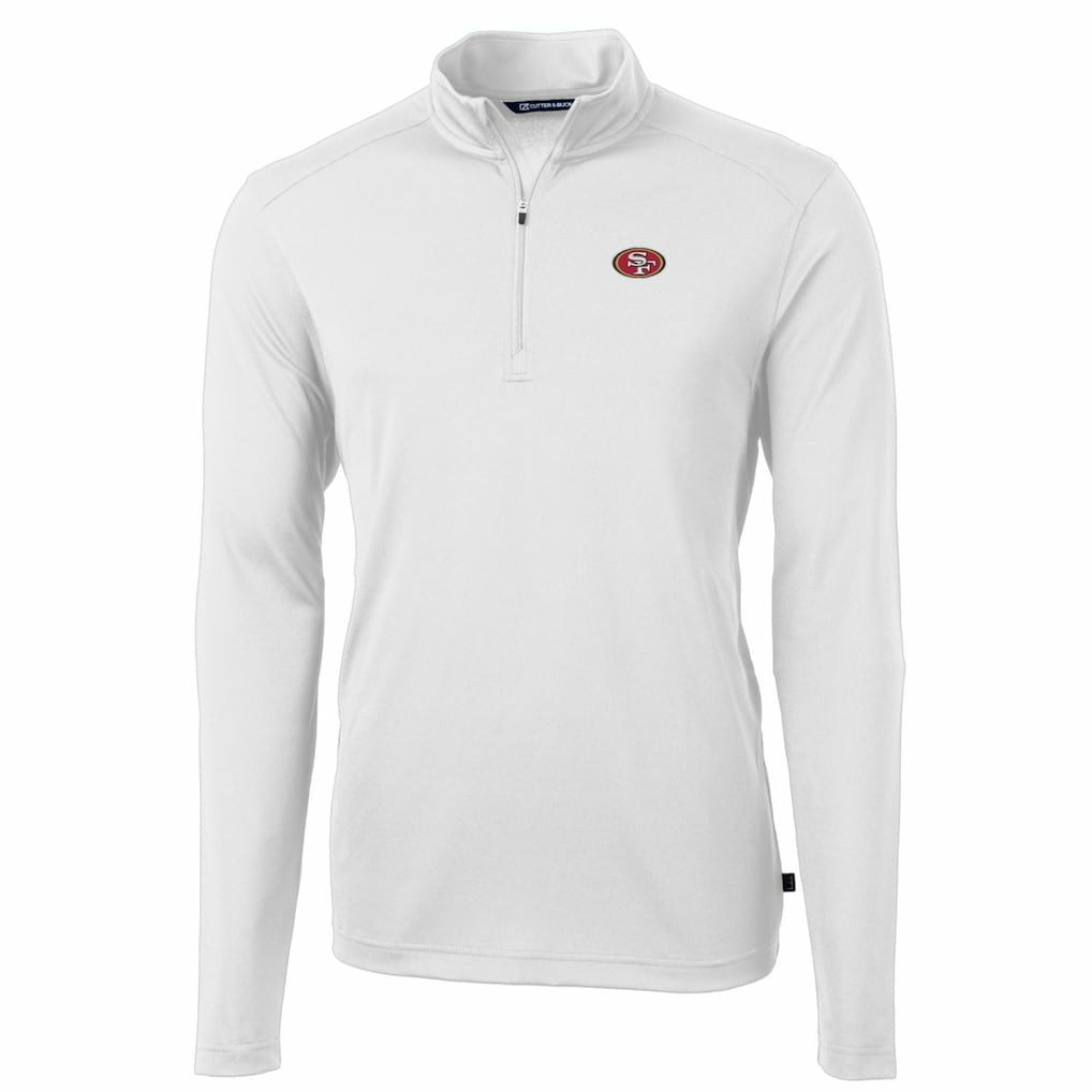 San Francisco 49ers Cutter & Buck Big & Tall Virtue Eco Pique Quarter-Zip Pullover Jacket - White for sale