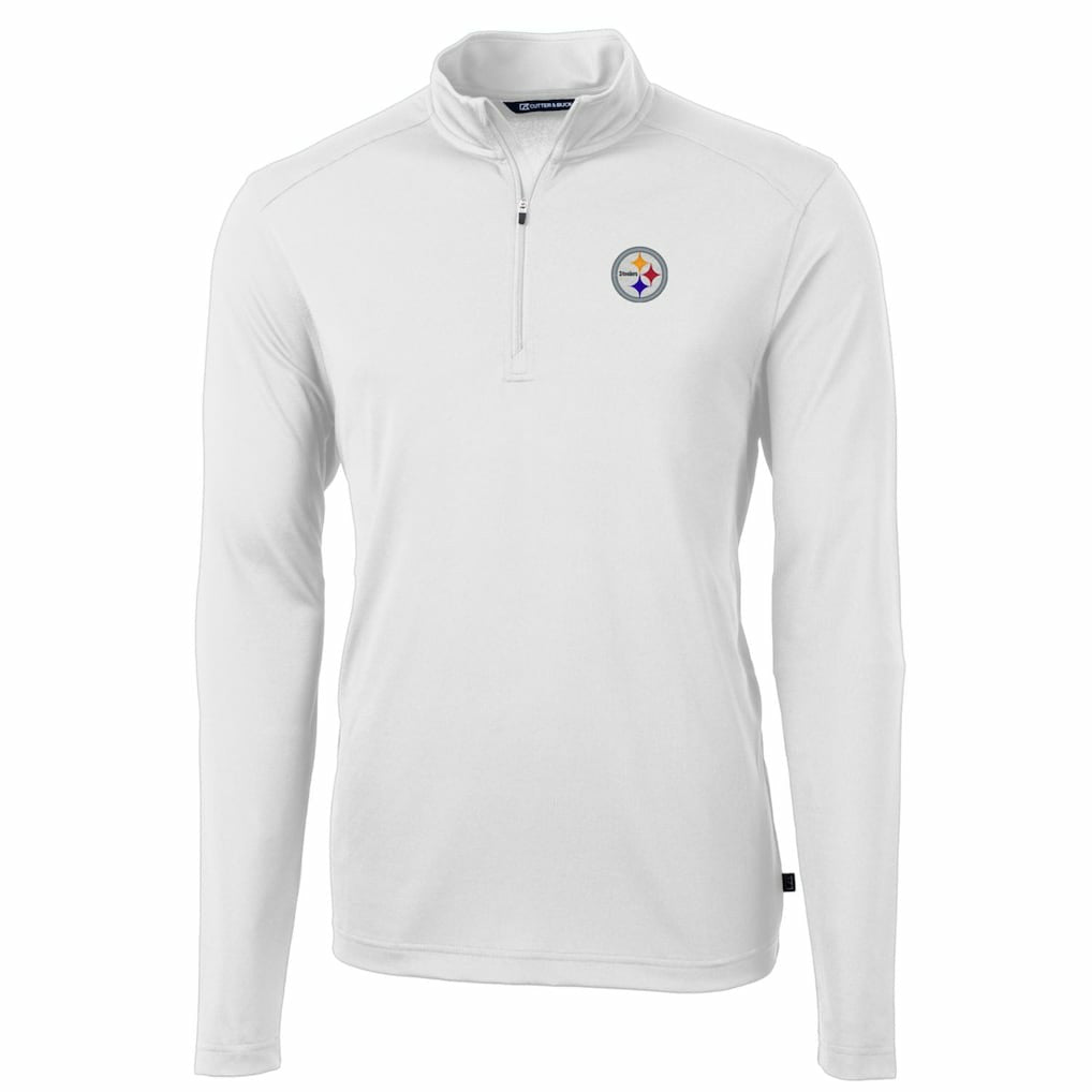 Pittsburgh Steelers Cutter & Buck Big & Tall Virtue Eco Pique Quarter-Zip Pullover Jacket - White online