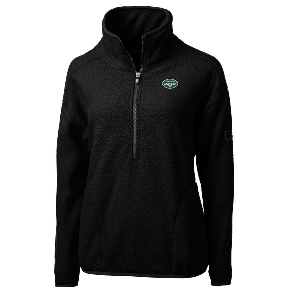 New York Jets Cutter & Buck Women's Cascade Eco Sherpa Fleece Half-Zip Pullover Jacket - Black discount