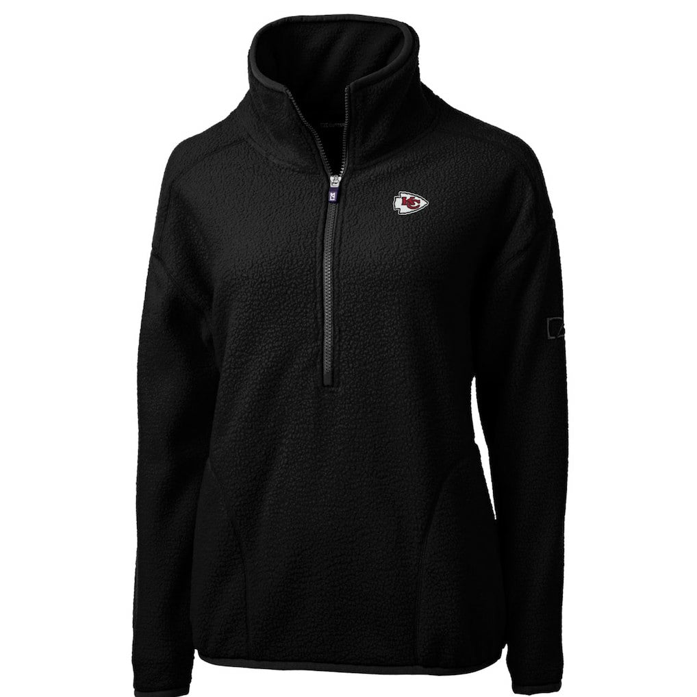 Kansas City Chiefs Cutter & Buck Women's Cascade Eco Sherpa Fleece Half-Zip Pullover Jacket - Black on sale