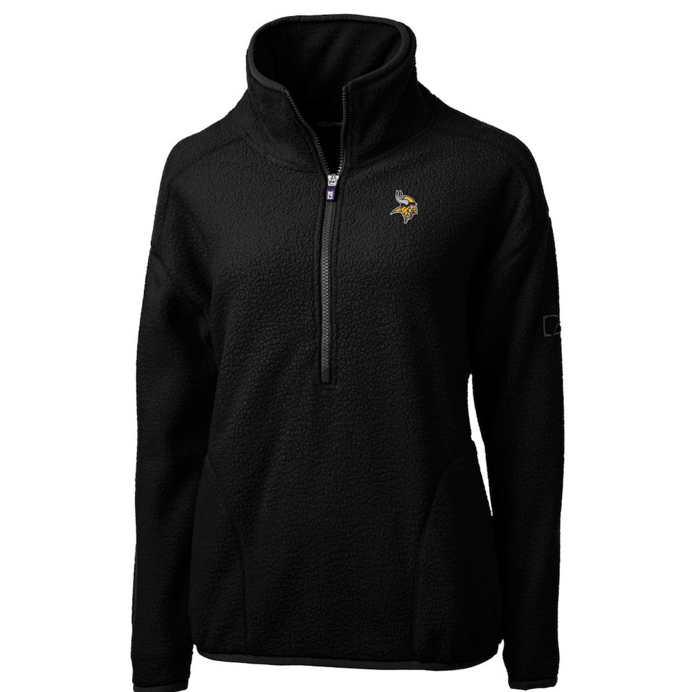 Minnesota Vikings Cutter & Buck Women's Cascade Eco Sherpa Fleece Half-Zip Pullover Jacket - Black for sale