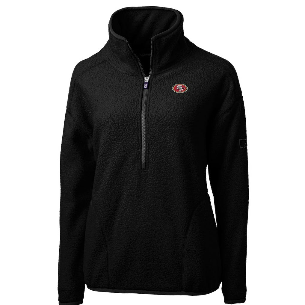 San Francisco 49ers Cutter & Buck Women's Cascade Eco Sherpa Fleece Half-Zip Pullover Jacket - Black online