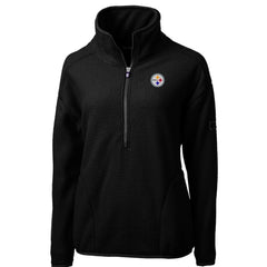 Pittsburgh Steelers Cutter & Buck Women's Cascade Eco Sherpa Fleece Half-Zip Pullover Jacket - Black on sale