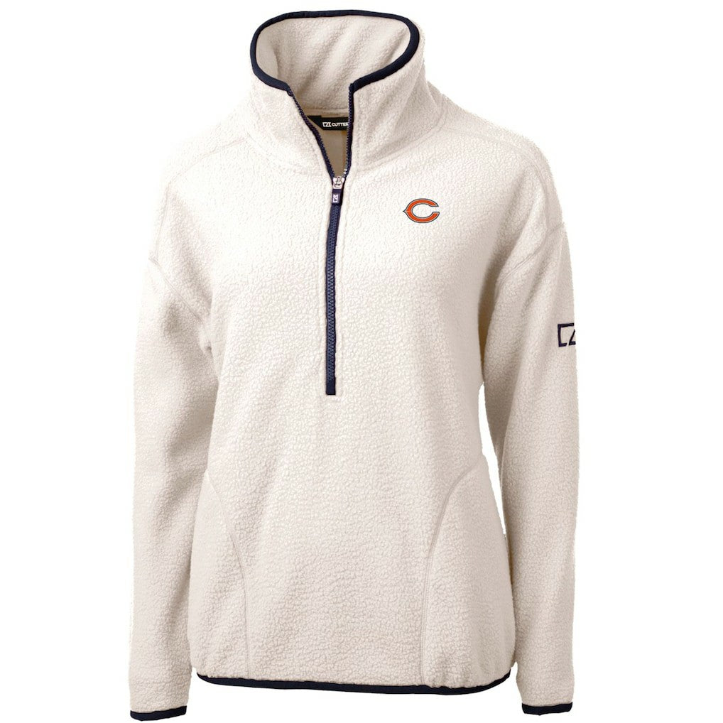 Chicago Bears Cutter & Buck Women's Cascade Eco Sherpa Fleece Half-Zip Pullover Jacket - White/Navy online