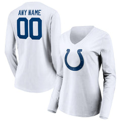 Indianapolis Colts Women's Team Authentic Logo Personalized Name & Number V-Neck Long Sleeve T-Shirt - White cheap