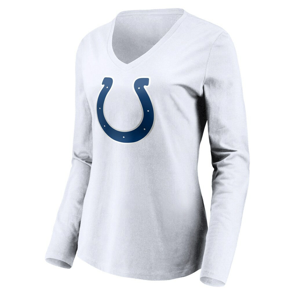 Indianapolis Colts Women's Team Authentic Logo Personalized Name & Number V-Neck Long Sleeve T-Shirt - White cheap