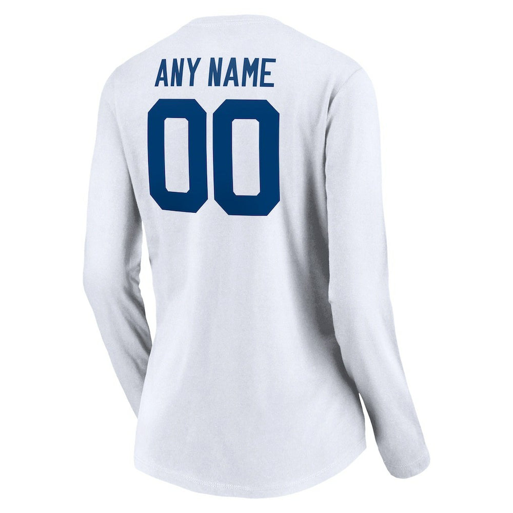 Indianapolis Colts Women's Team Authentic Logo Personalized Name & Number V-Neck Long Sleeve T-Shirt - White cheap
