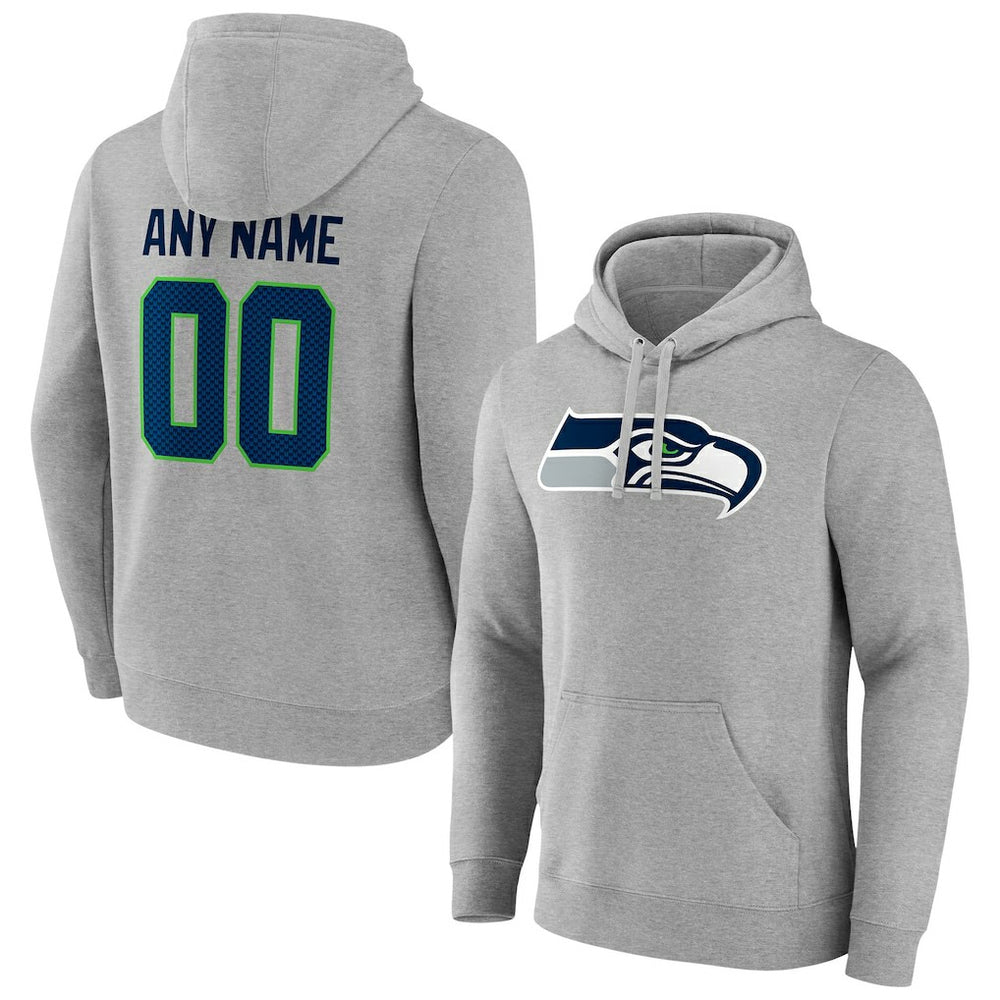 Seattle Seahawks Team Authentic Custom Pullover Hoodie - Heathered Gray discount
