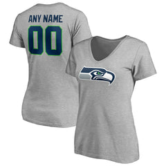 Seattle Seahawks Women's Team Authentic Custom V-Neck T-Shirt - Gray discount