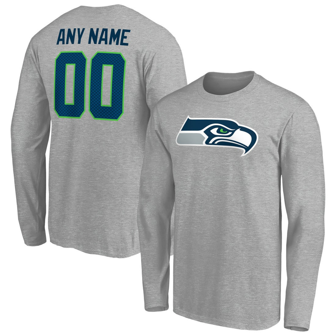 Seattle Seahawks Team Authentic Custom Long Sleeve T-Shirt - Gray discount