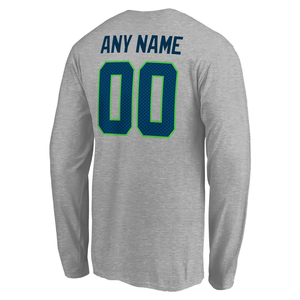 Seattle Seahawks Team Authentic Custom Long Sleeve T-Shirt - Gray discount