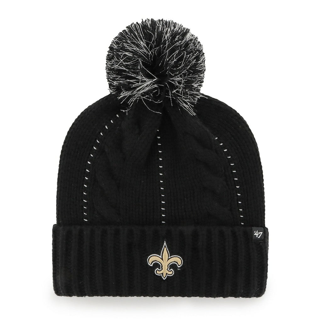 New Orleans Saints '47 Women's Bauble Cuffed Knit Hat with Pom - Black outlet