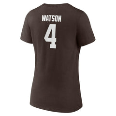Deshaun Watson Cleveland Browns Women's Player Icon Name & Number V-Neck T-Shirt - Brown cheap