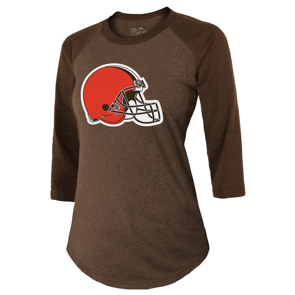 Deshaun Watson Cleveland Browns Majestic Threads Women's Name & Number Raglan 3/4 Sleeve T-Shirt - Brown outlet