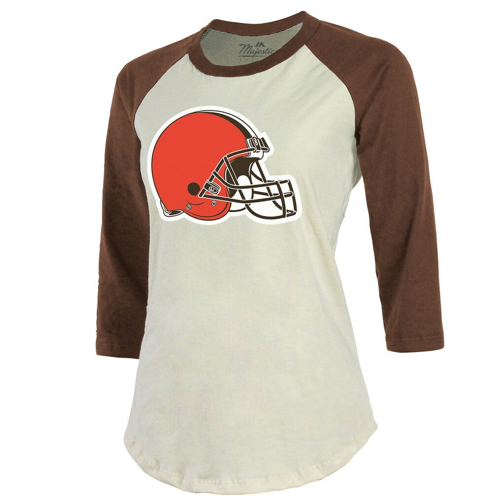 Deshaun Watson Cleveland Browns Majestic Threads Women's Player Name & Number Tri-Blend Three-Quarter Sleeve T-Shirt - Cream online