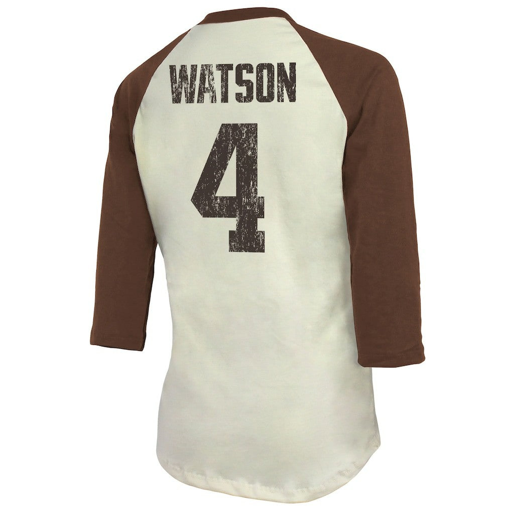 Deshaun Watson Cleveland Browns Majestic Threads Women's Player Name & Number Tri-Blend Three-Quarter Sleeve T-Shirt - Cream online