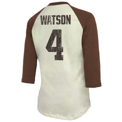 Deshaun Watson Cleveland Browns Majestic Threads Women's Player Name & Number Tri-Blend Three-Quarter Sleeve T-Shirt - Cream online