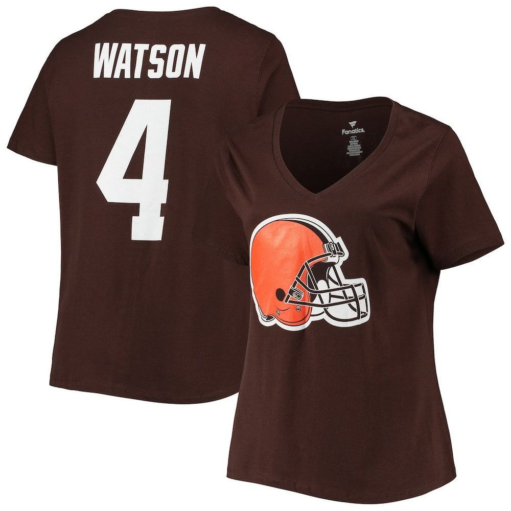 Deshaun Watson Cleveland Browns Women's Plus Size Player Name & Number V-Neck T-Shirt - Brown for sale