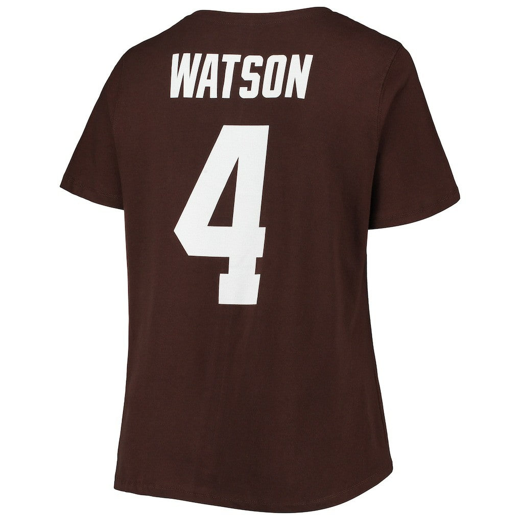 Deshaun Watson Cleveland Browns Women's Plus Size Player Name & Number V-Neck T-Shirt - Brown for sale