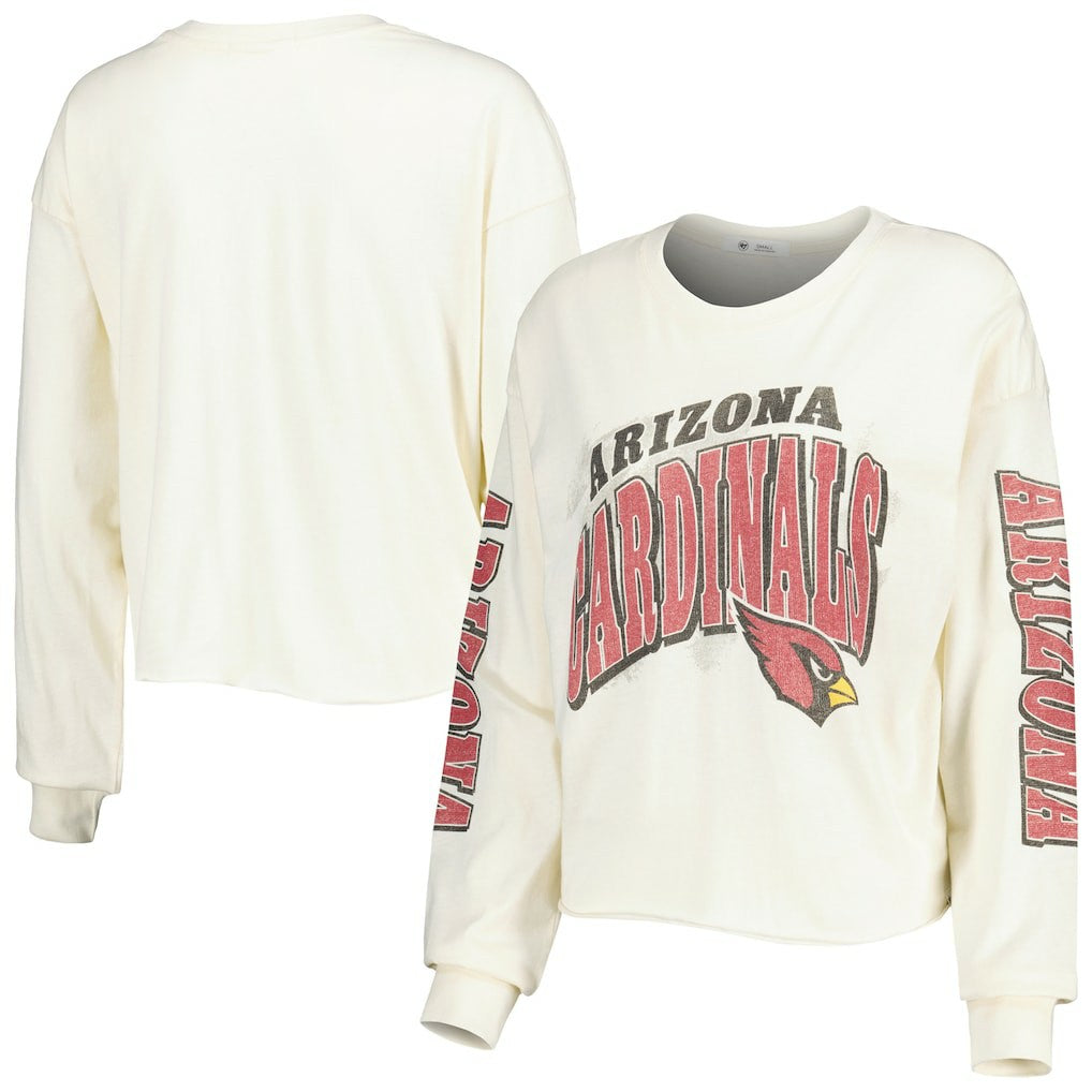 Arizona Cardinals '47 Women's Brush Back Parkway Cropped Lightweight Long Sleeve T-Shirt - Cream discount