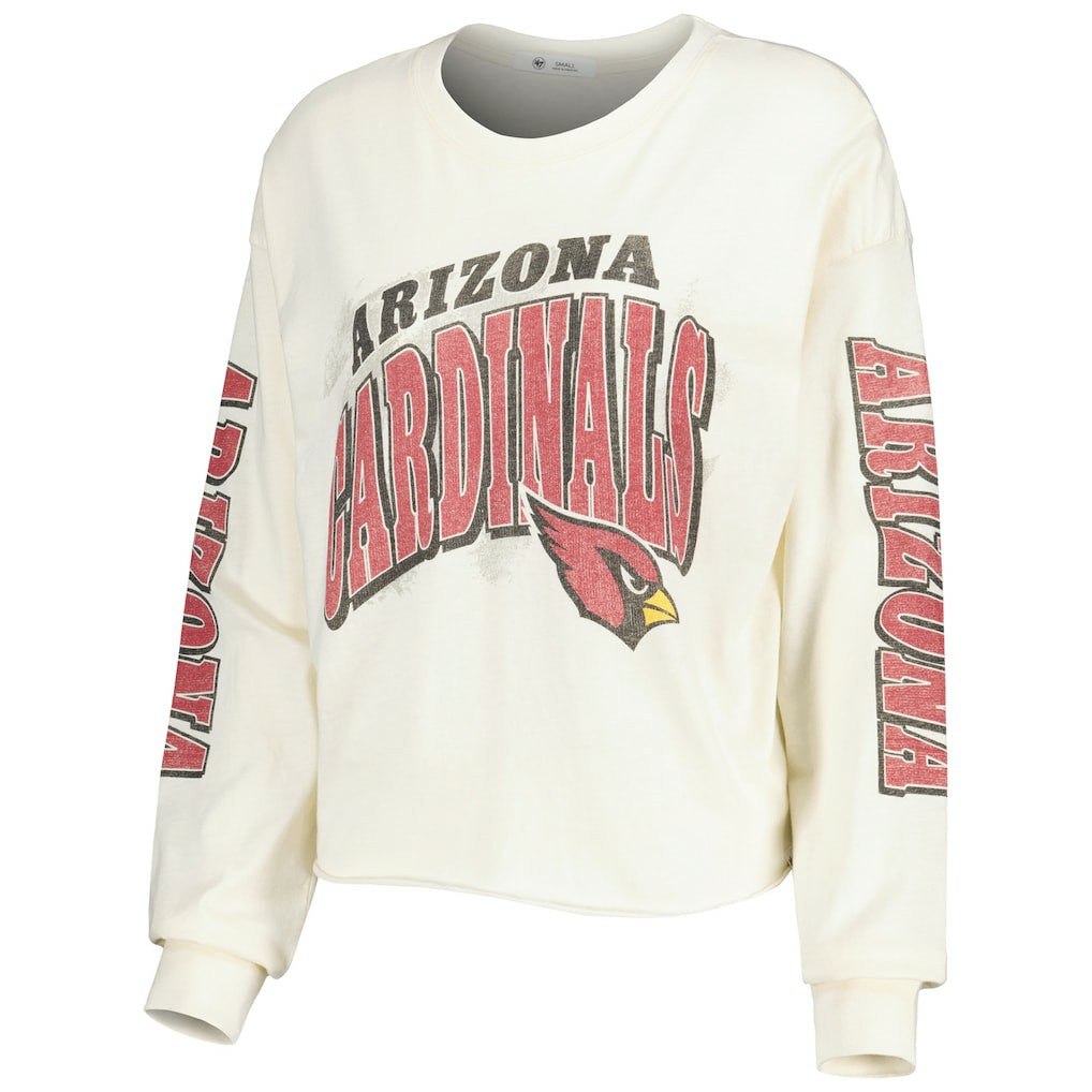 Arizona Cardinals '47 Women's Brush Back Parkway Cropped Lightweight Long Sleeve T-Shirt - Cream discount