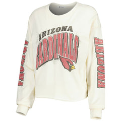 Arizona Cardinals '47 Women's Brush Back Parkway Cropped Lightweight Long Sleeve T-Shirt - Cream discount