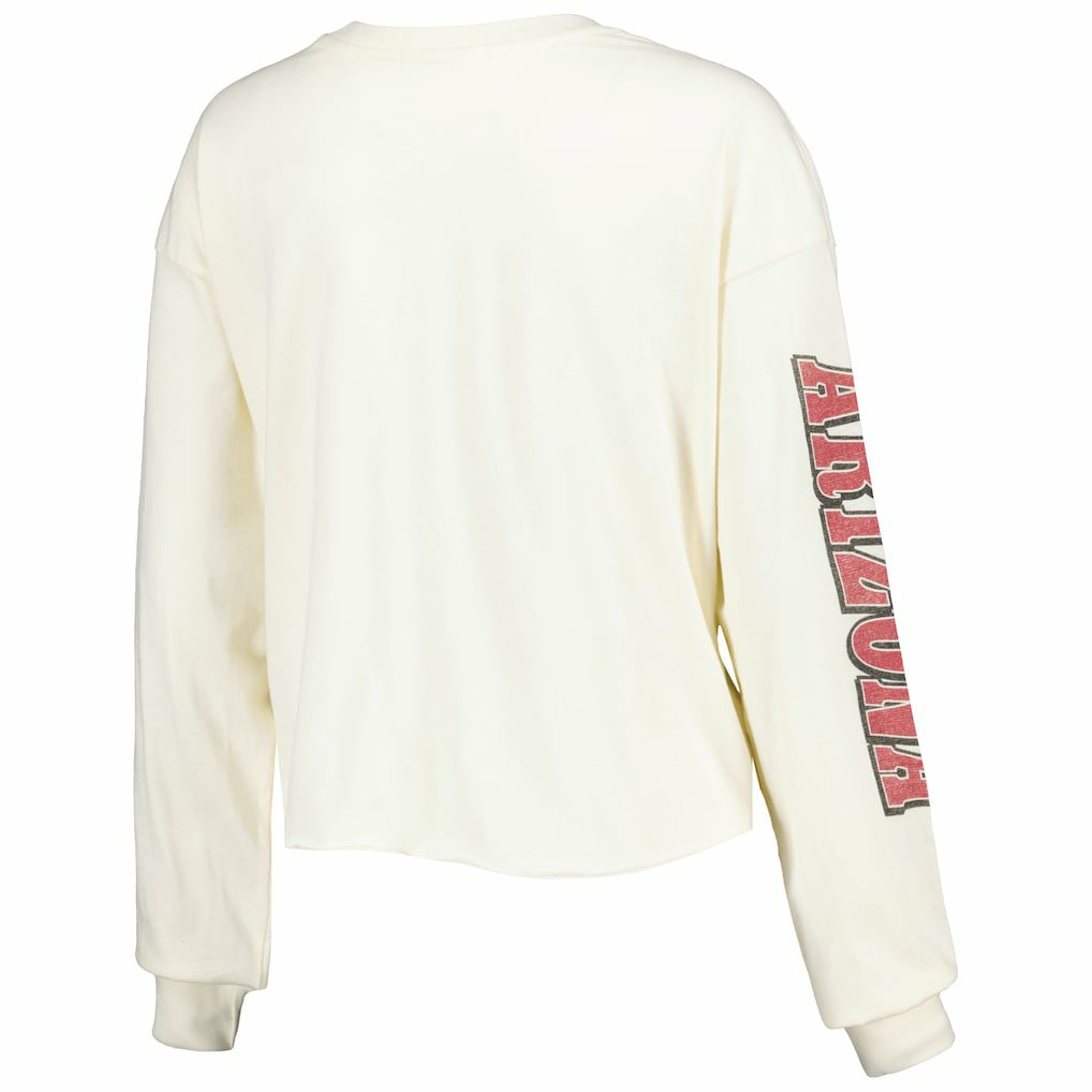 Arizona Cardinals '47 Women's Brush Back Parkway Cropped Lightweight Long Sleeve T-Shirt - Cream discount