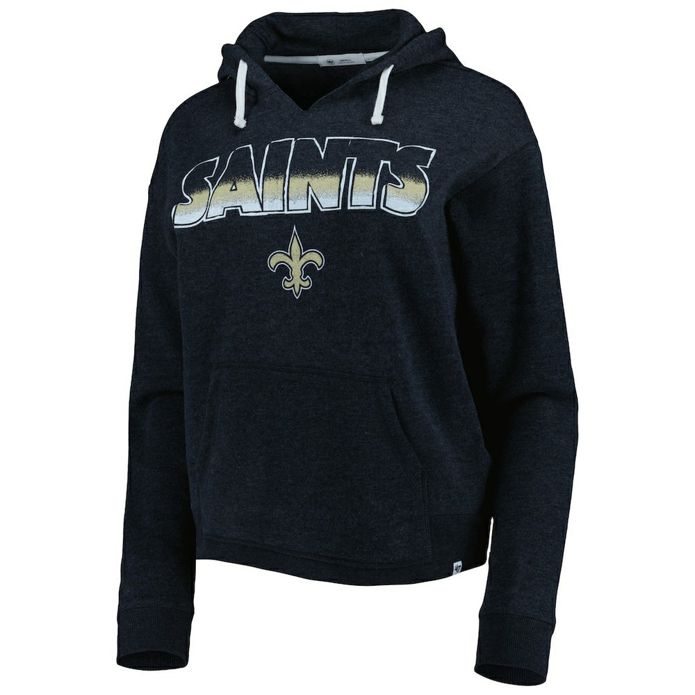 New Orleans Saints '47 Women's Color Rise Kennedy Notch Neck Pullover Hoodie - Black discount