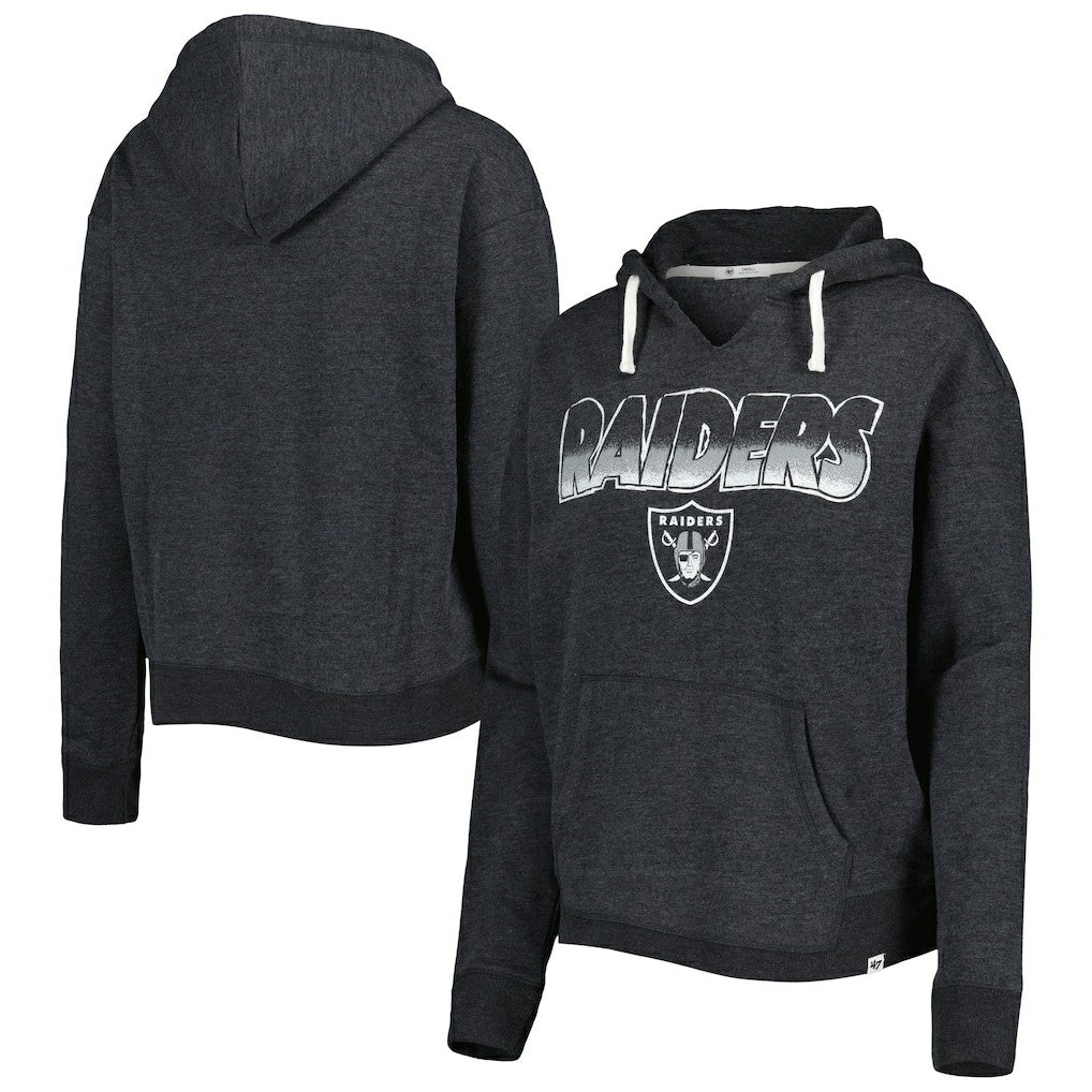 Las Vegas Raiders '47 Women's Color Rise Kennedy Notch Neck Pullover Hoodie - Black on sale