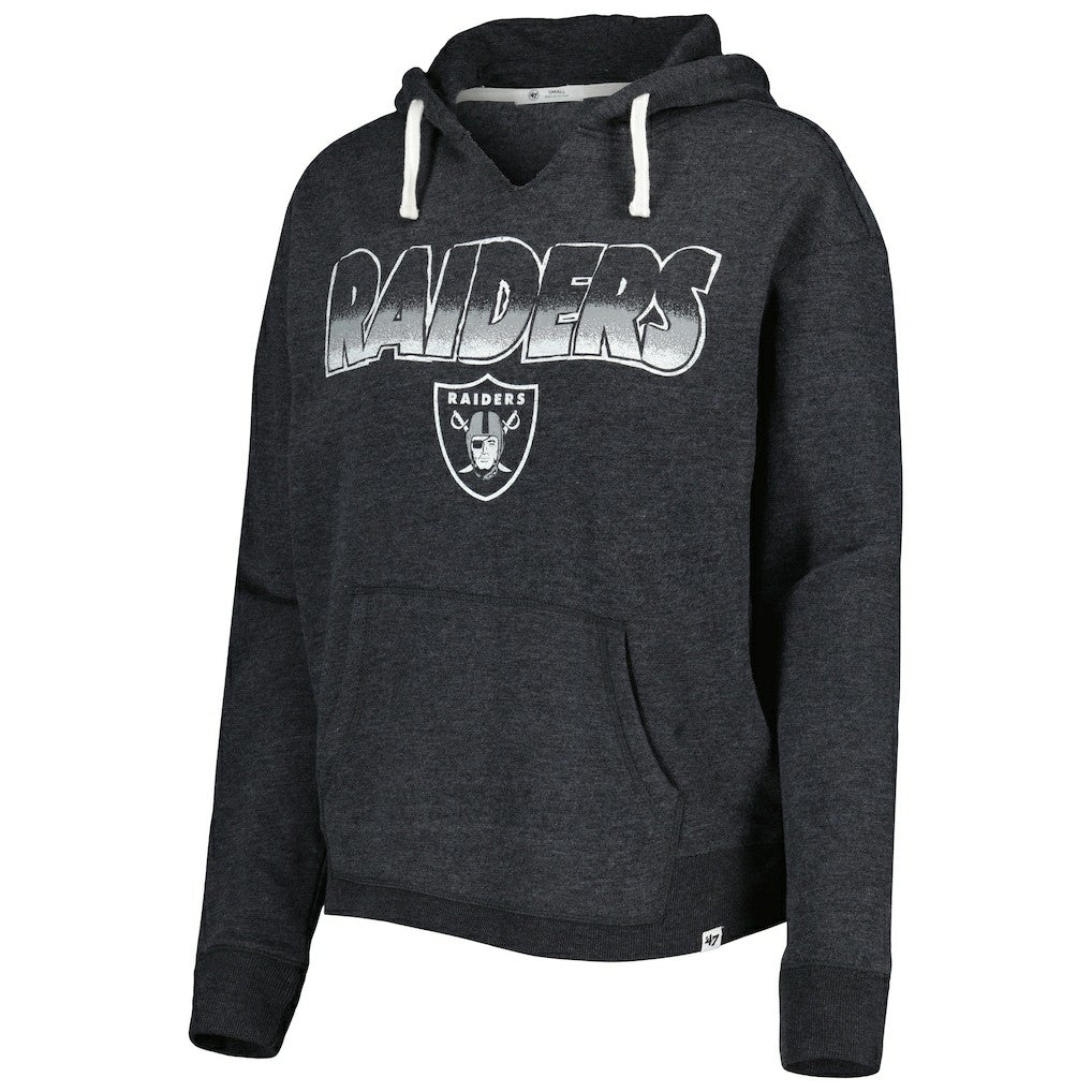 Las Vegas Raiders '47 Women's Color Rise Kennedy Notch Neck Pullover Hoodie - Black on sale