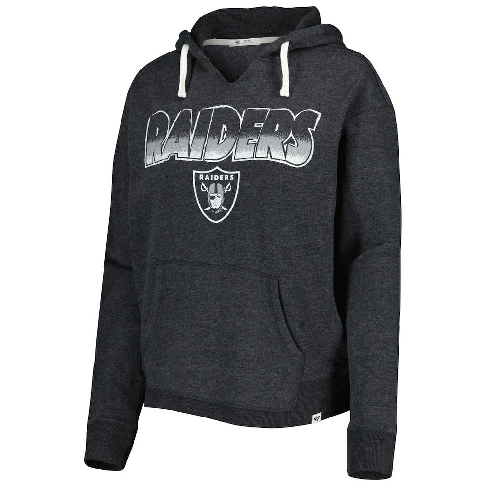 Las Vegas Raiders '47 Women's Color Rise Kennedy Notch Neck Pullover Hoodie - Black on sale
