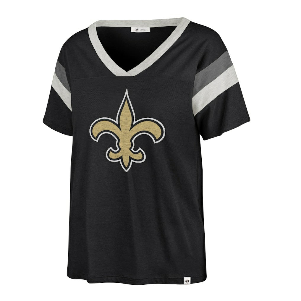 New Orleans Saints '47 Women's Phoenix V-Neck T-Shirt - Black for sale