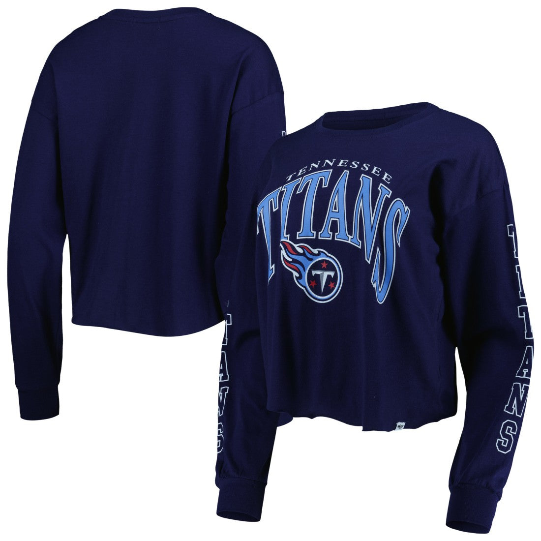 Tennessee Titans '47 Women's Skyler Parkway Cropped Long Sleeve T-Shirt - Navy discount