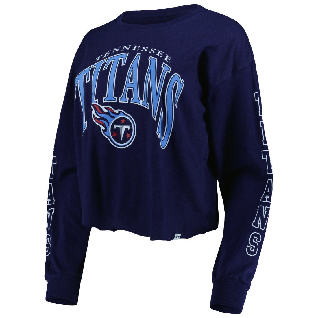 Tennessee Titans '47 Women's Skyler Parkway Cropped Long Sleeve T-Shirt - Navy discount