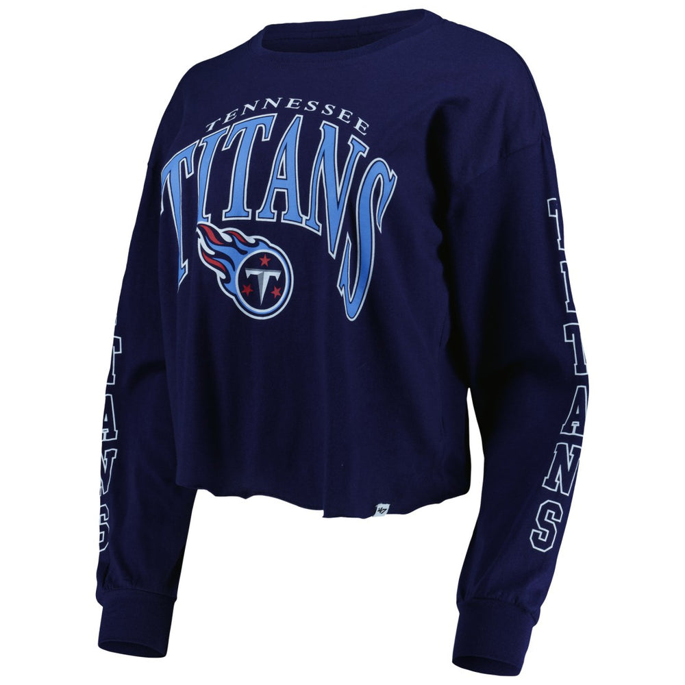 Tennessee Titans '47 Women's Skyler Parkway Cropped Long Sleeve T-Shirt - Navy discount