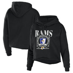 Los Angeles Rams WEAR by Erin Andrews Women's Cropped Sponge Fleece Pullover Hoodie - Black cheap