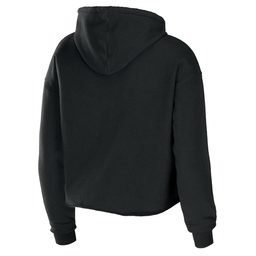 Carolina Panthers WEAR by Erin Andrews Women's Cropped Sponge Fleece Pullover Hoodie - Black sale