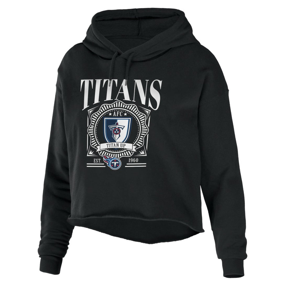 Tennessee Titans WEAR by Erin Andrews Women's Cropped Sponge Fleece Pullover Hoodie - Black cheap