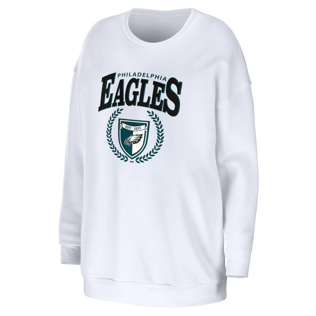 Philadelphia Eagles WEAR by Erin Andrews Women's Oversized Pullover Sweatshirt - White sale