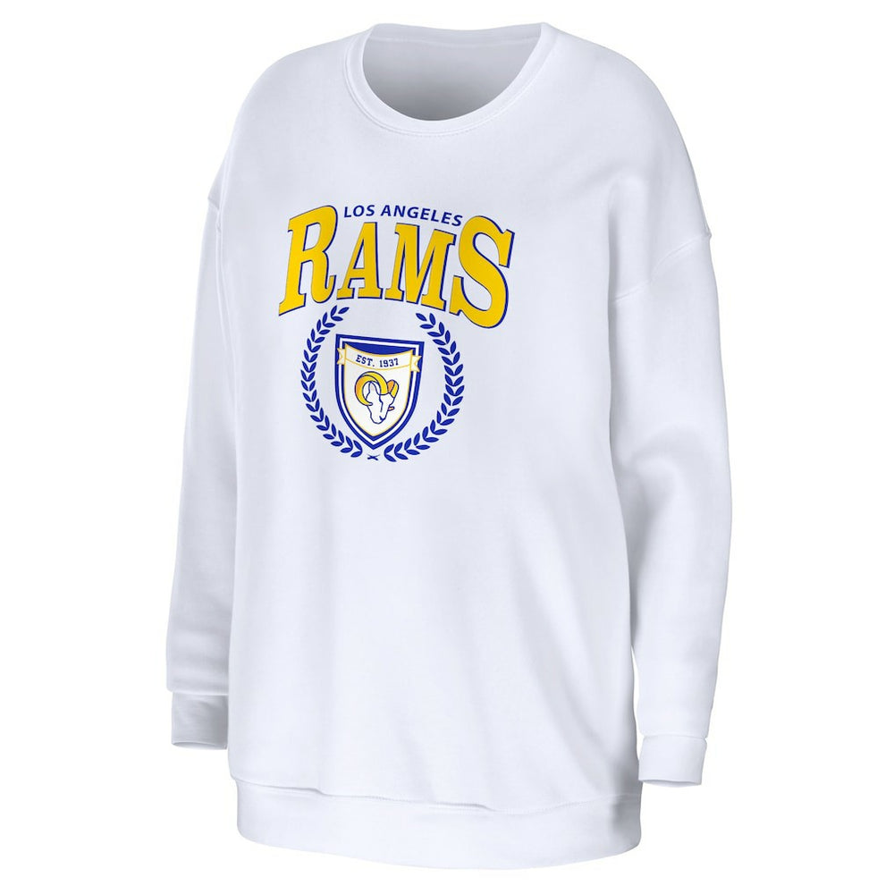 Los Angeles Rams WEAR by Erin Andrews Women's Oversized Pullover Sweatshirt - White cheap