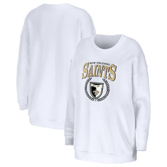 New Orleans Saints WEAR by Erin Andrews Women's Oversized Pullover Sweatshirt - White for sale