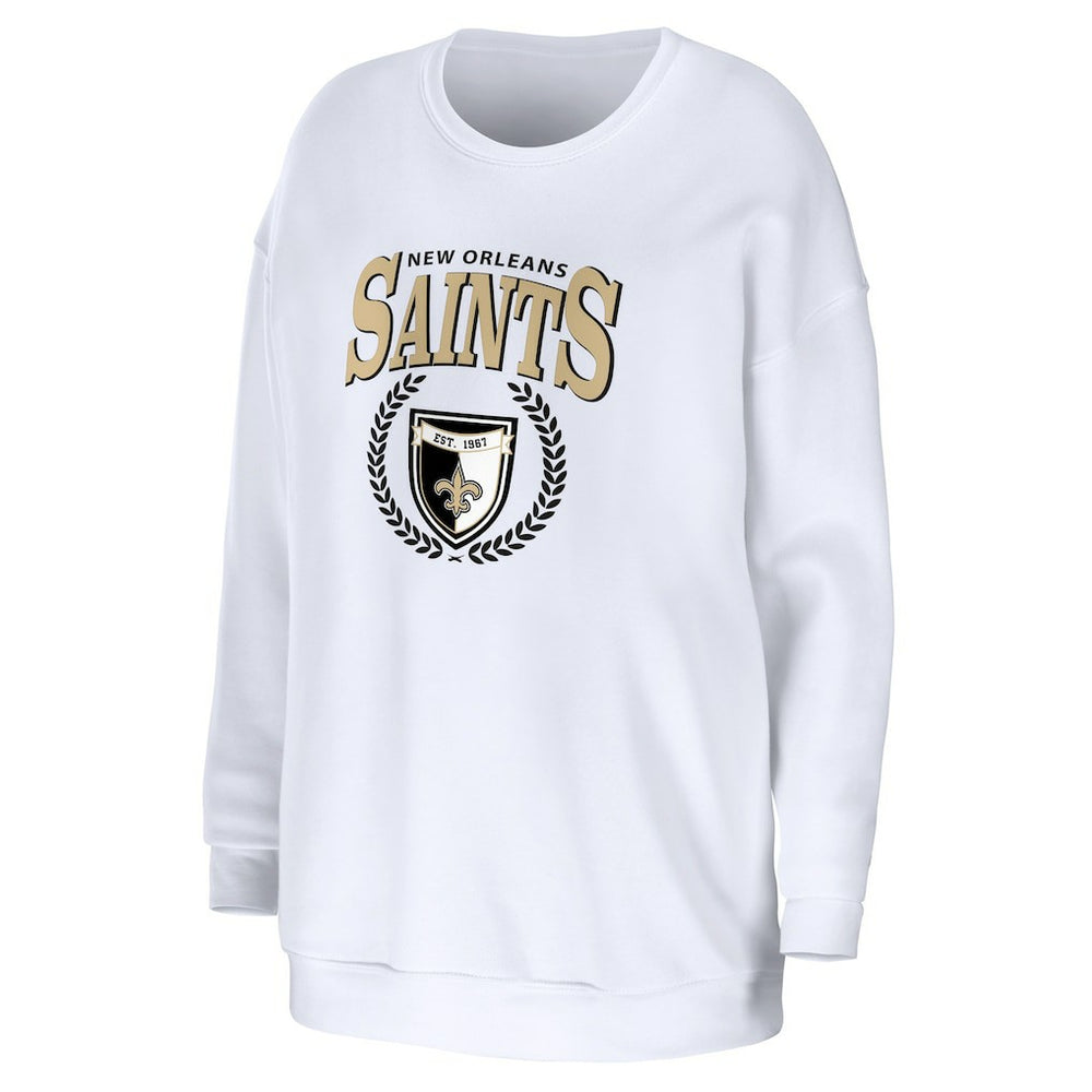 New Orleans Saints WEAR by Erin Andrews Women's Oversized Pullover Sweatshirt - White for sale
